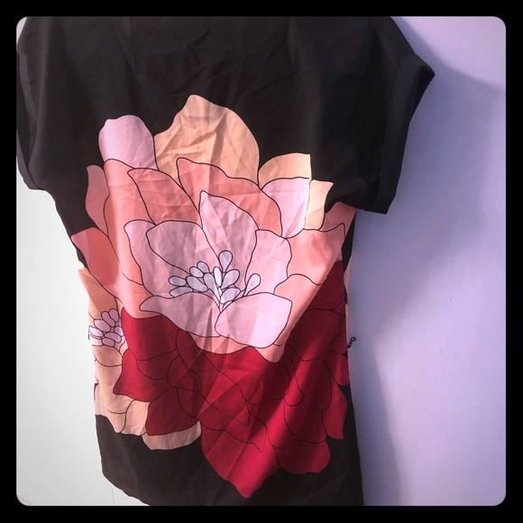 5/$25 NY&Co🎉Petite Party HP🎉Blk Floral Mini Dress Shirt - Picture 2 of 8